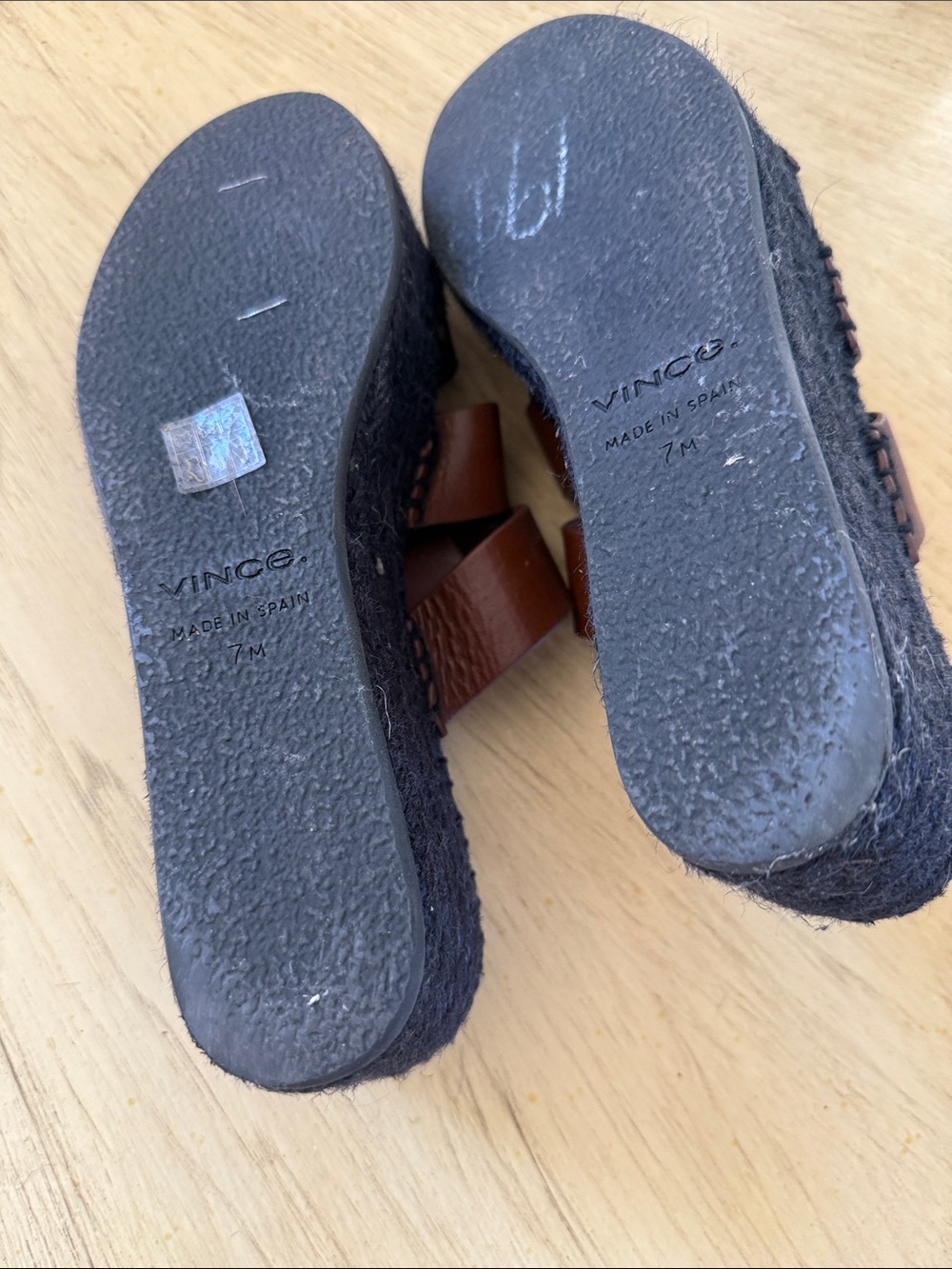 Vince Brown Leather Woven Espadrille Slide Sandals - Picture 4 of 5